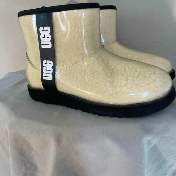 UGG Clear Classic Mini Boots Women’s 5 Uggs Ankle Slide On Shoes Rain Sheepskin - Picture 12 of 15